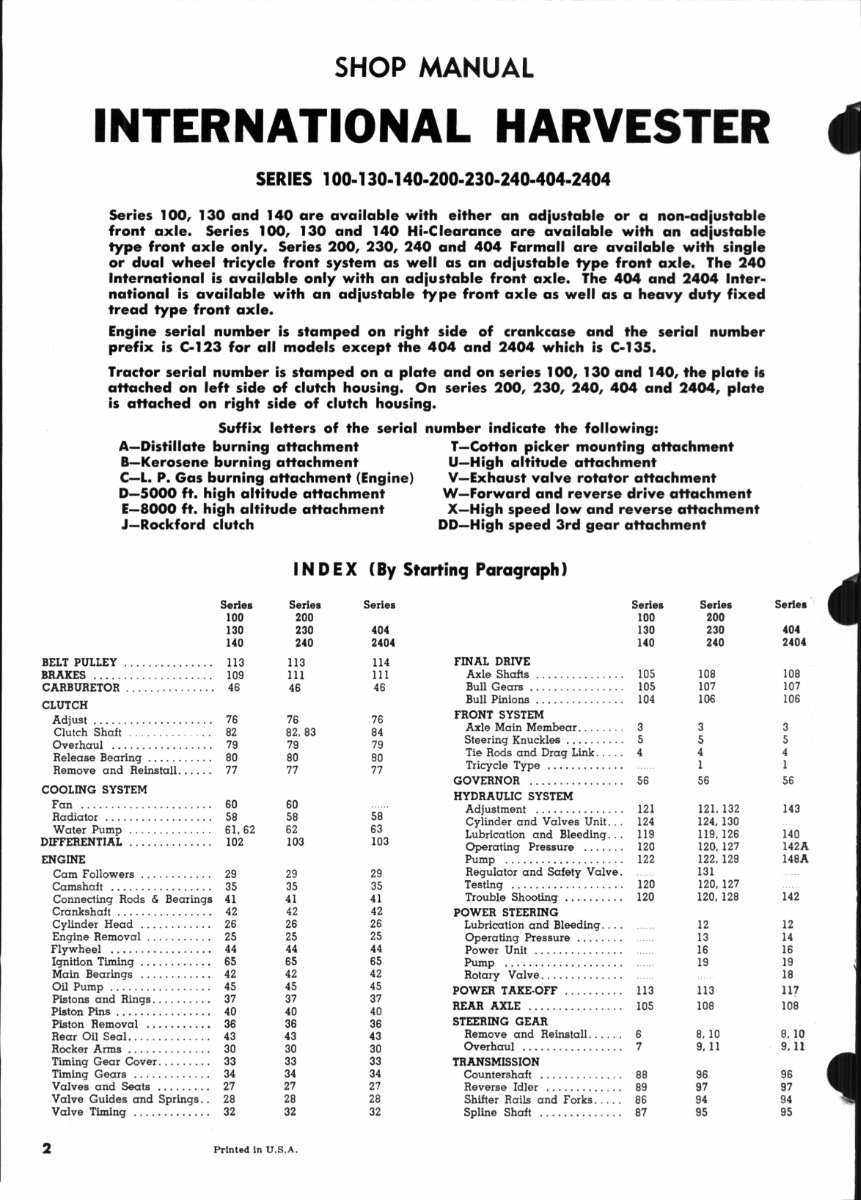 IH International Harvester 2444 Repair Service Manual preview img 2