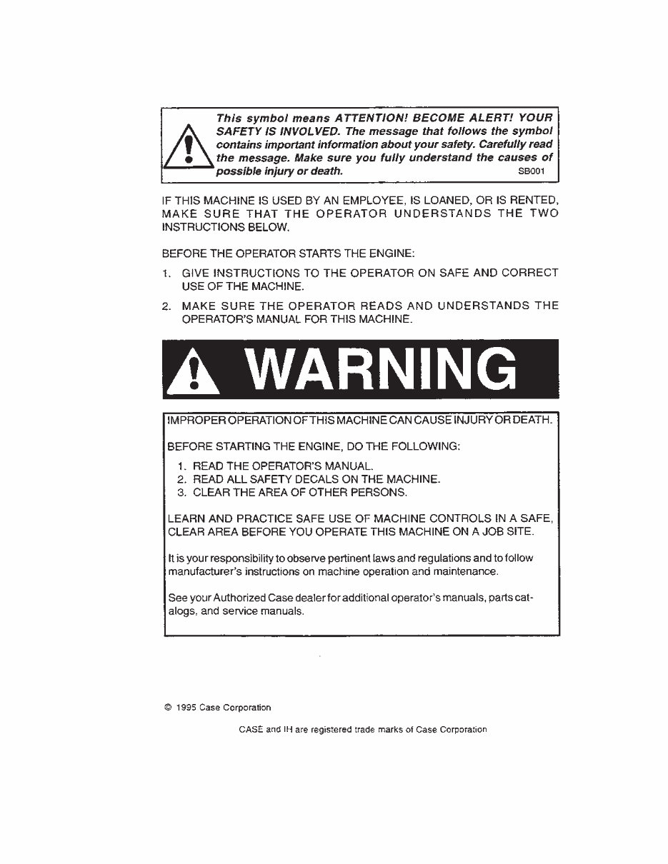 CASE IH 595 695 Tractor Operators Manual preview img 2