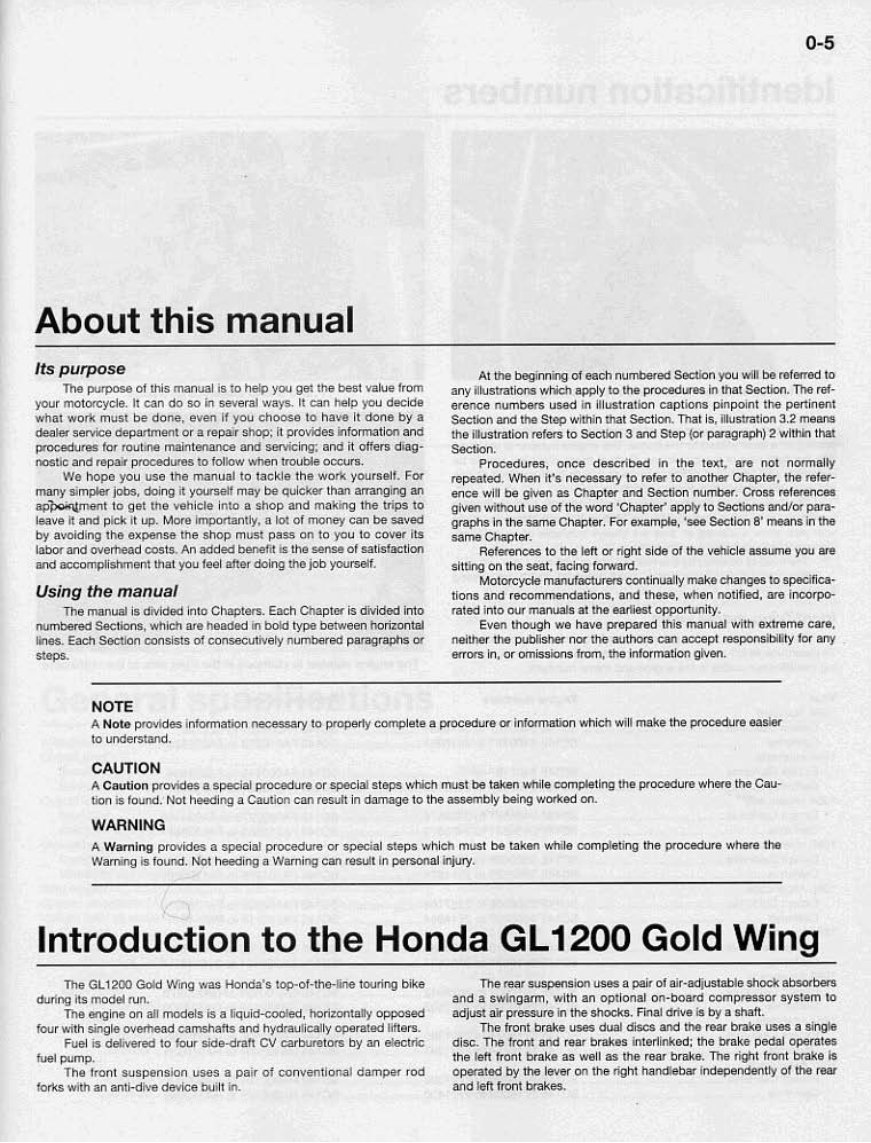 1984-1988 Honda Goldwing GL1200A GL1200D GL1200L Service & Repair Manual preview img 4