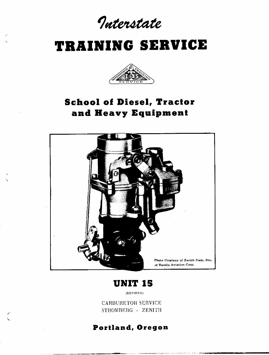 Stromberg Zenith Carburetor Service & Repair Manual (Training Service Manual) preview img 1