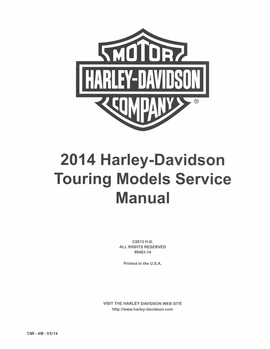 2014 Harley-Davidson Touring Models OEM Service & Repair Manual preview img 1