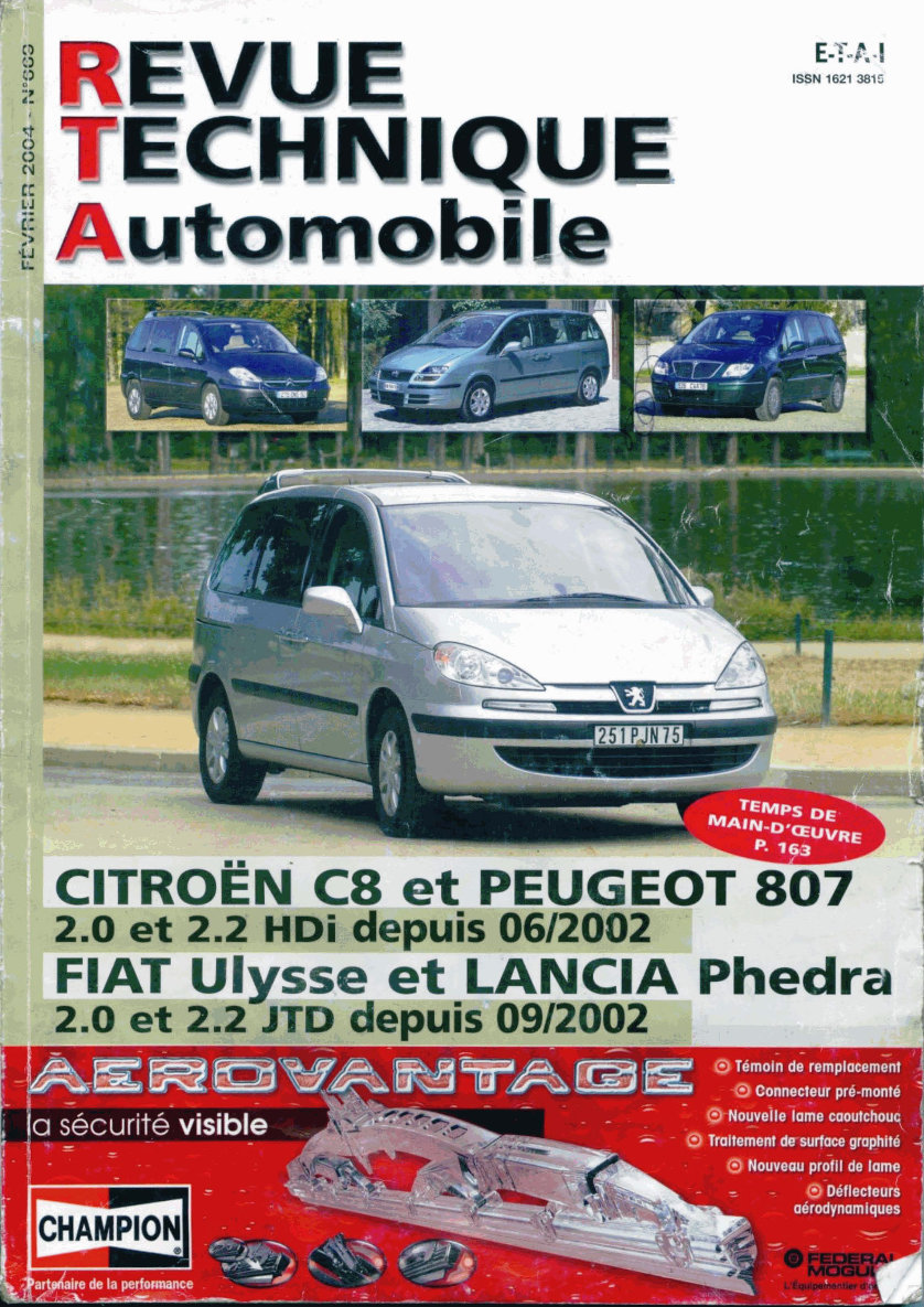 CITROEN C8 PEUGEOT 807 FIAT ULYSSE Workshop Service Manual preview img 1