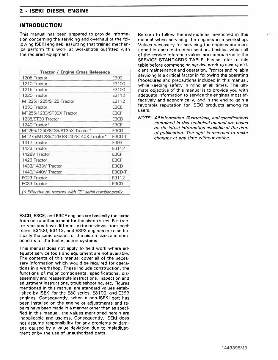Iseki E series diesel engine service manual AGCO preview img 4