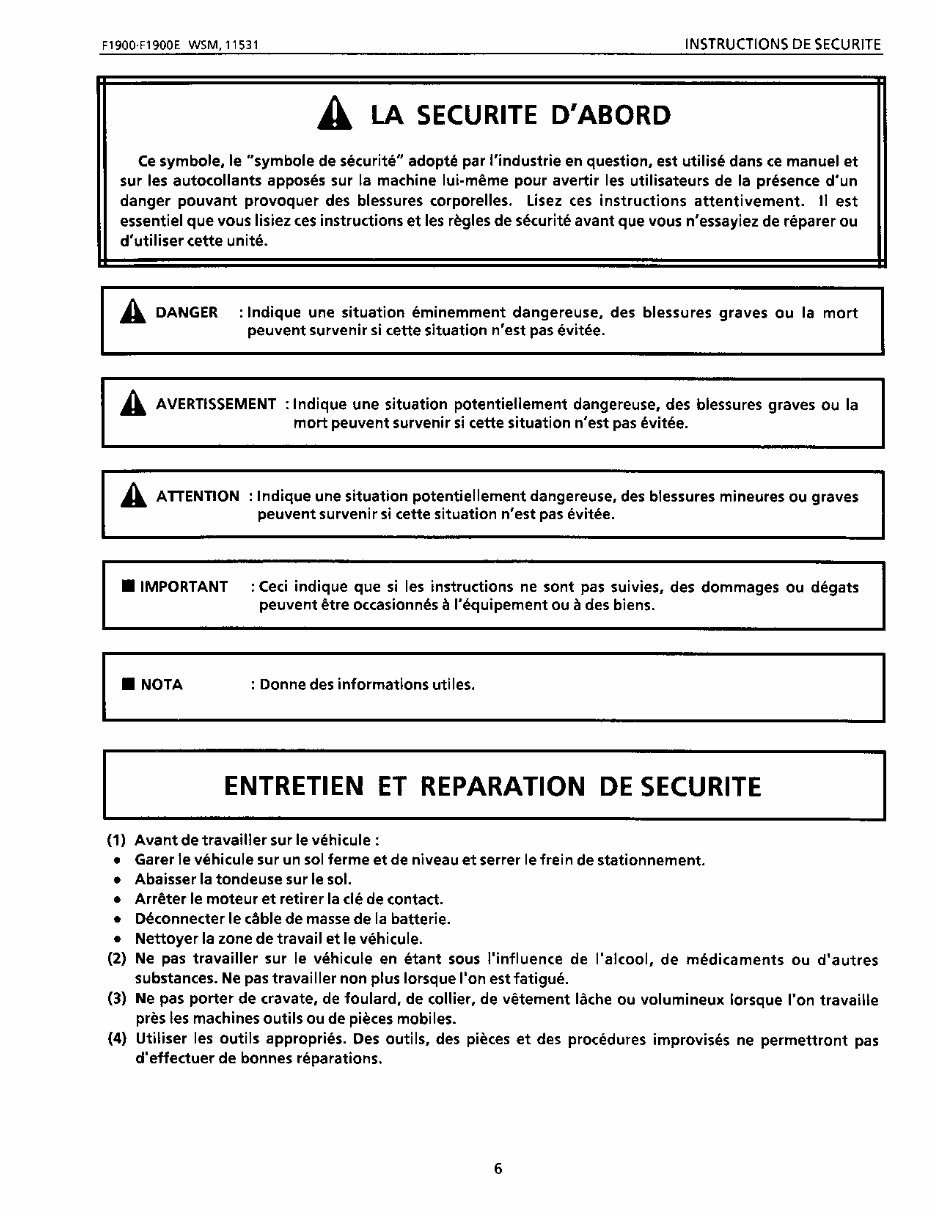 KUBOTA F1900 F1900E Tractor Service Manual preview img 10