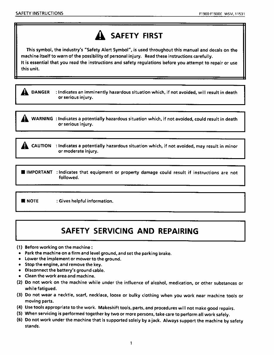 KUBOTA F1900 F1900E Tractor Service Manual preview img 5