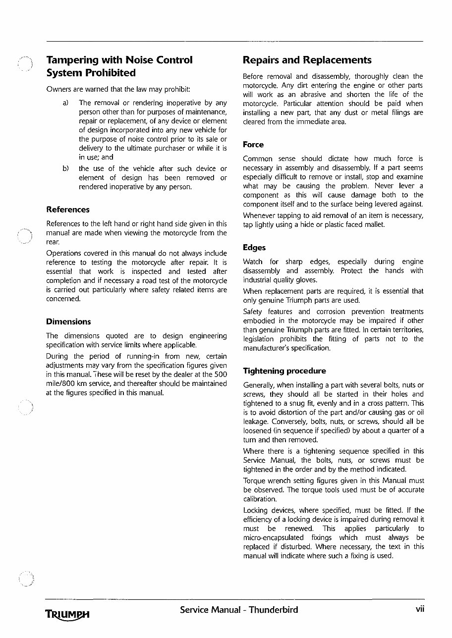2009 Triumph Thunderbird OEM Service & Repair Manual preview img 7