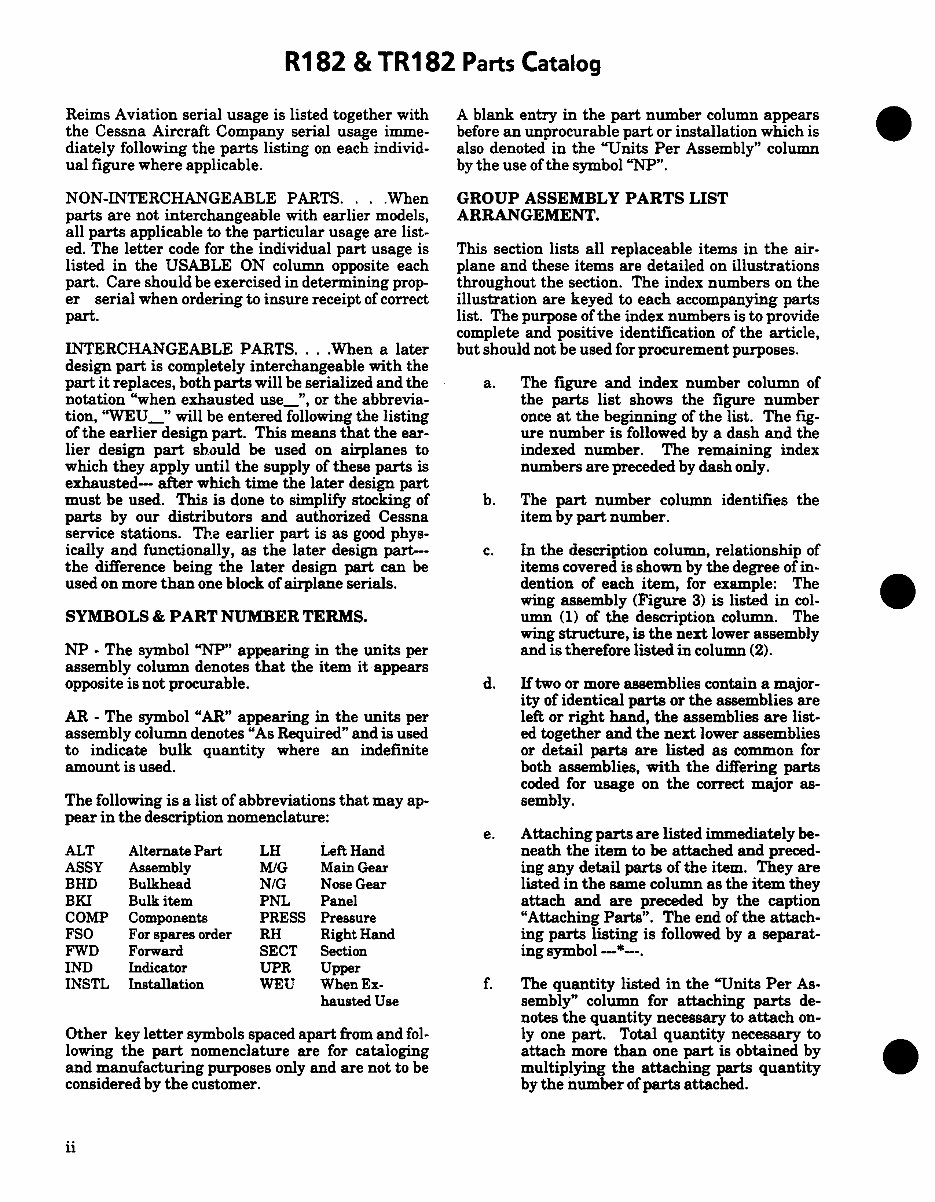 19781986 Cessna 182, 182RG, Turbo 182RG Illustrated Parts Catalog
