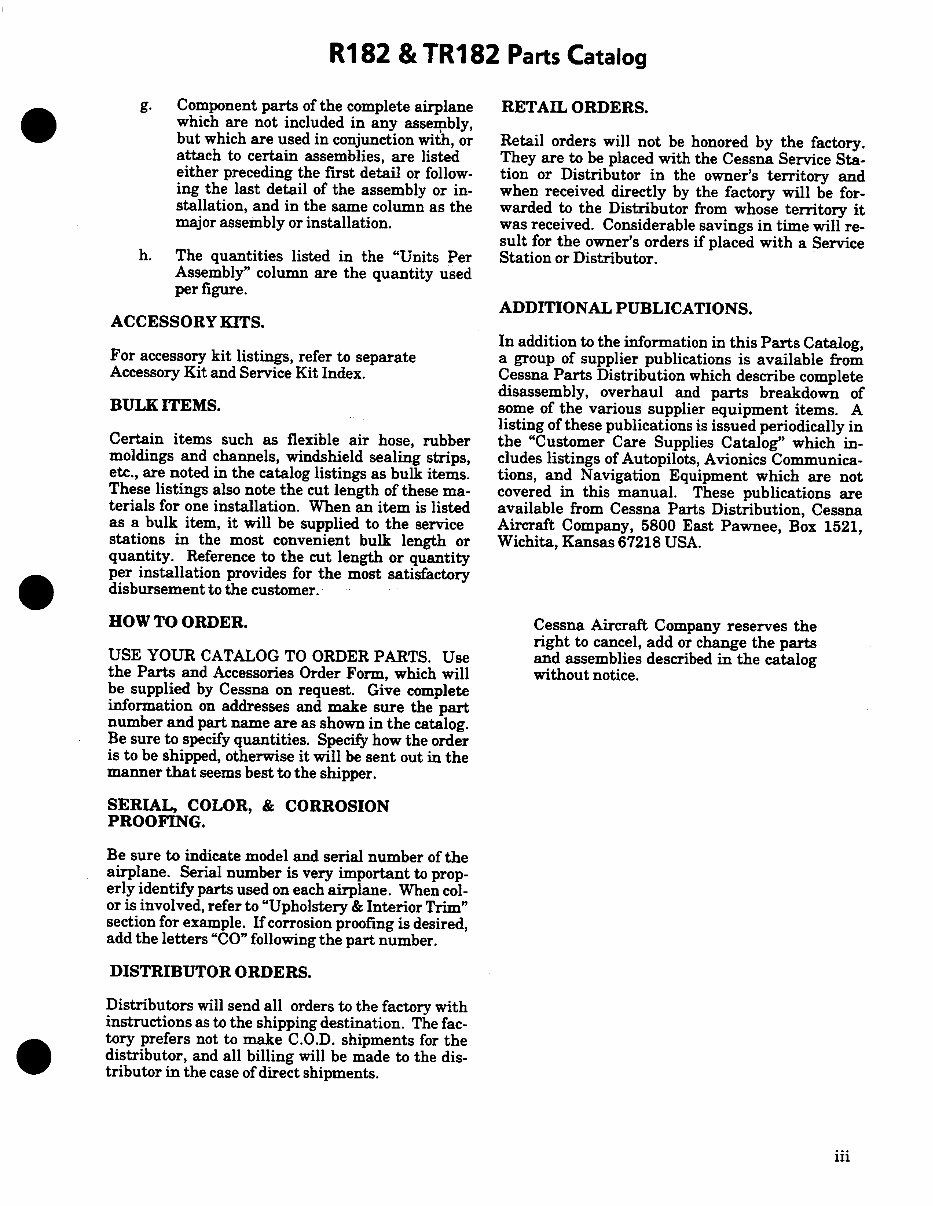 19781986 Cessna 182, 182RG, Turbo 182RG Illustrated Parts Catalog