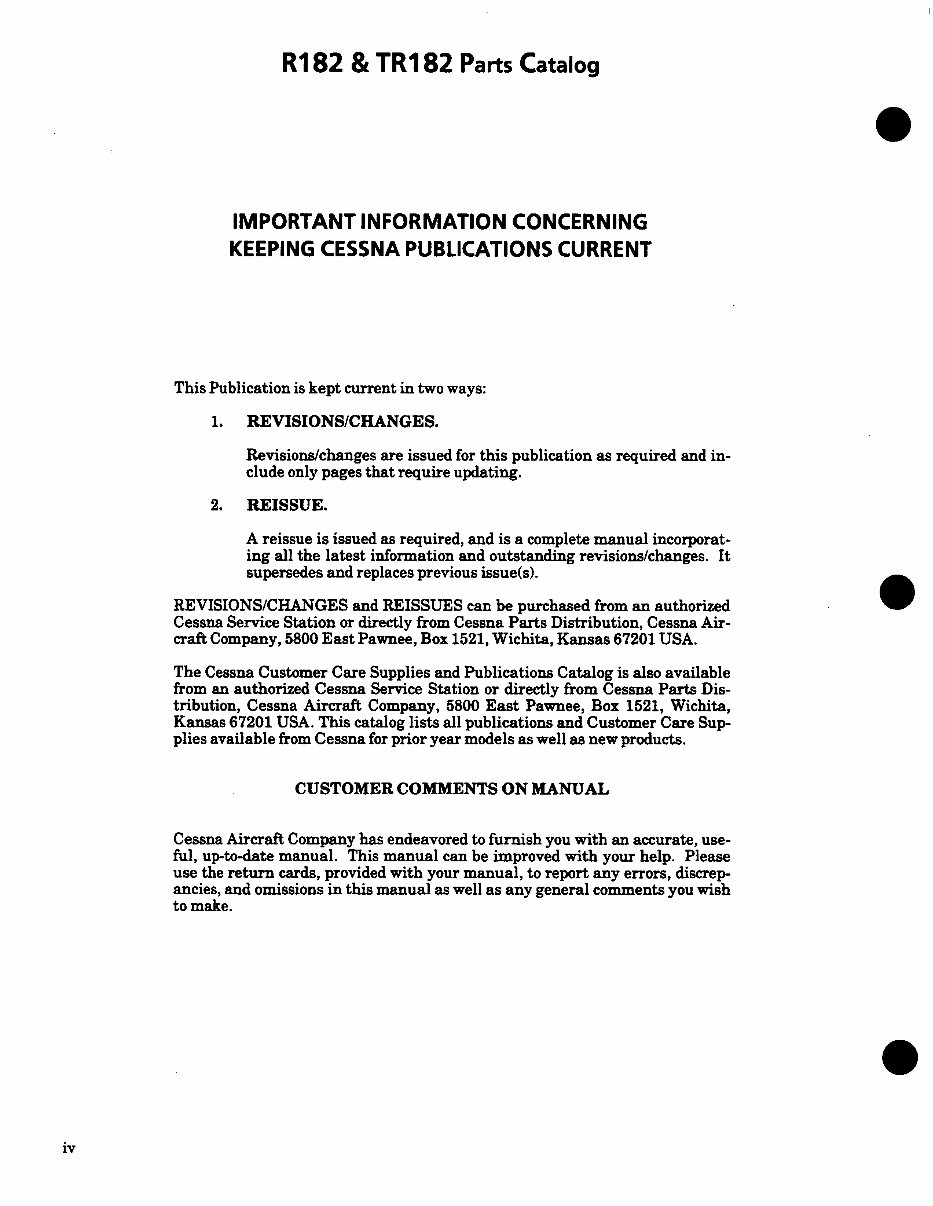 19781986 Cessna 182, 182RG, Turbo 182RG Illustrated Parts Catalog