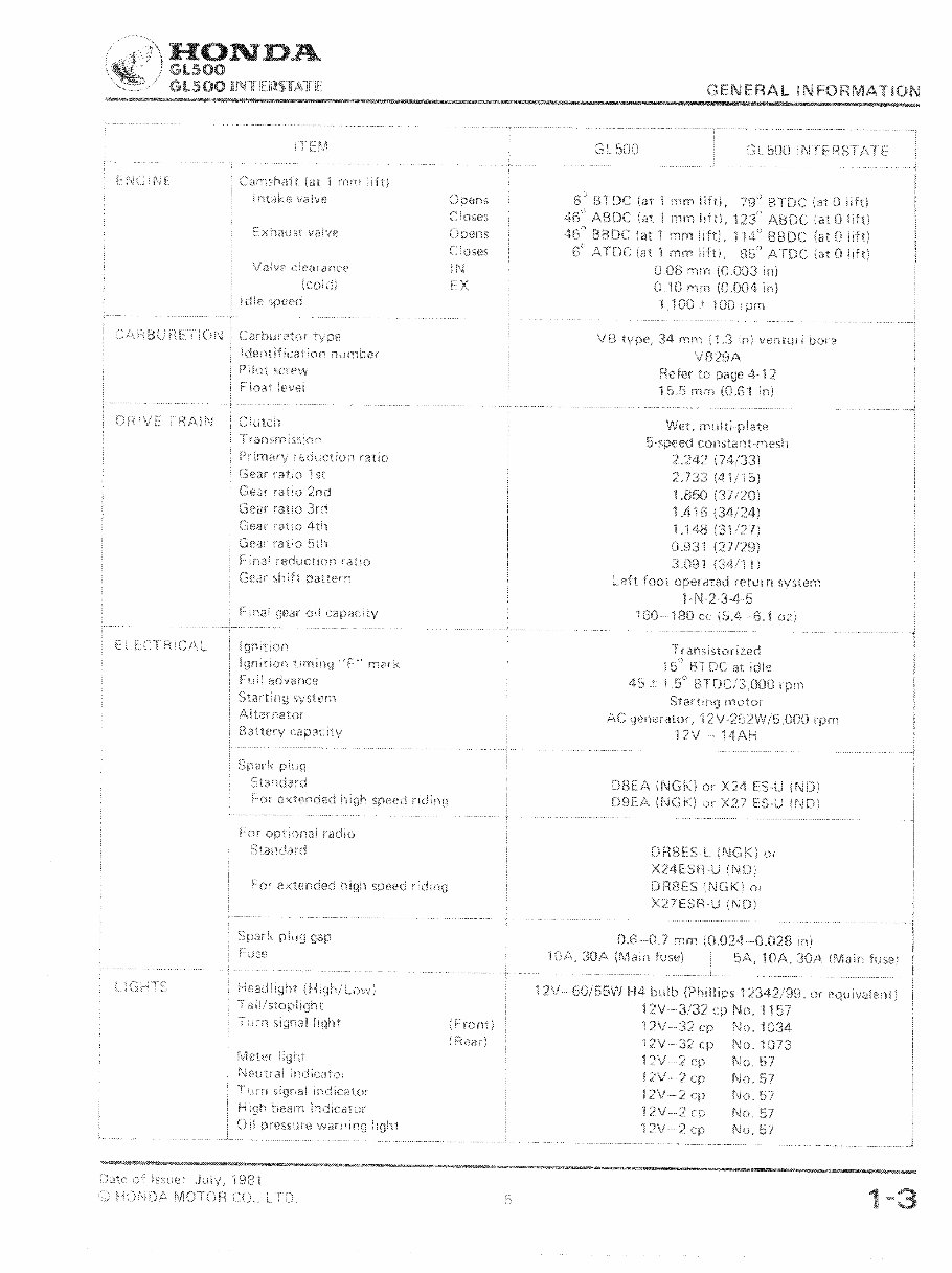 1981-1985 Honda Goldwing GL500 GL650 Interstate Service & Repair Manual preview img 5