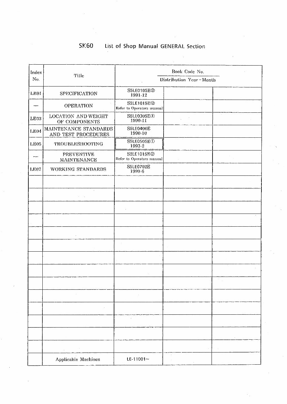 Kobelco SK60 Crawler Excavator Service Repair Manual ( LE-11001 and UP ) preview img 6