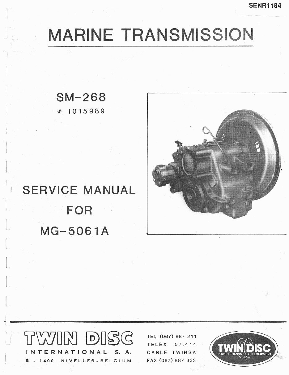 Twin Disc MG-5061A Marine Transmission Service & Repair Manual preview img 1