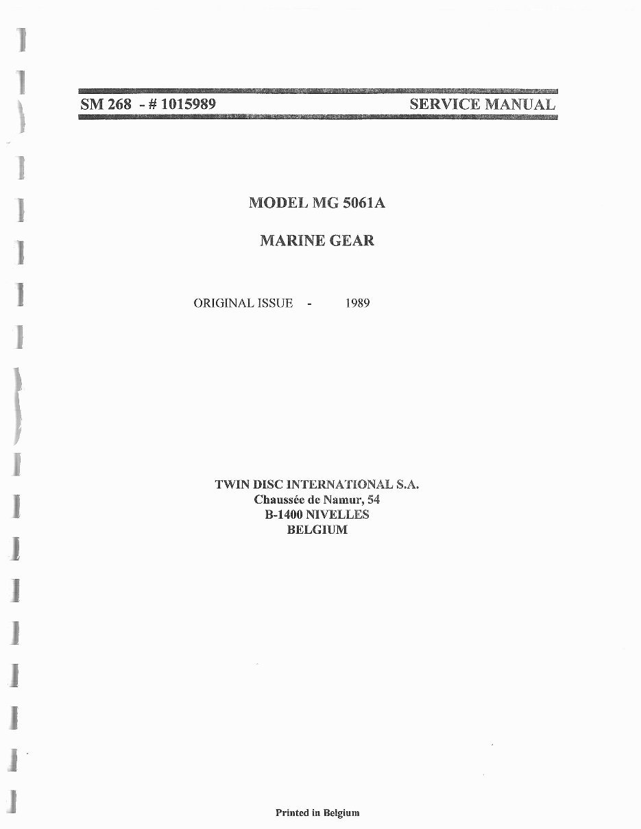 Twin Disc MG-5061A Marine Transmission Service & Repair Manual preview img 2