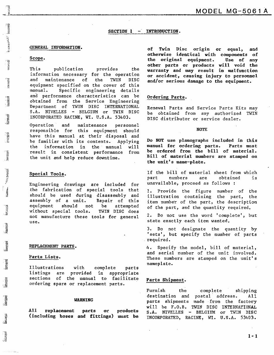 Twin Disc MG-5061A Marine Transmission Service & Repair Manual preview img 6