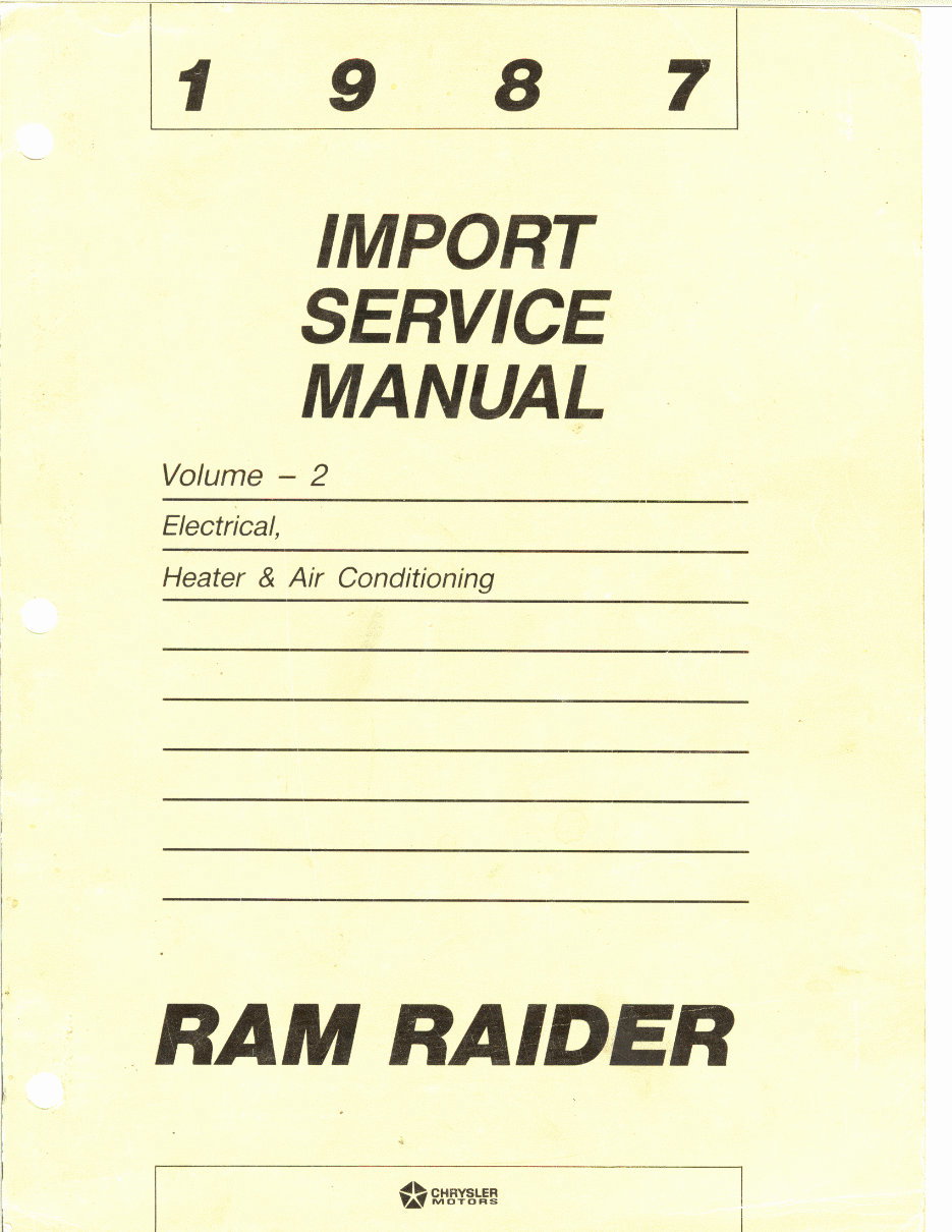 1987-1989 Dodge Ram Raider Service & Repair Manual preview img 1