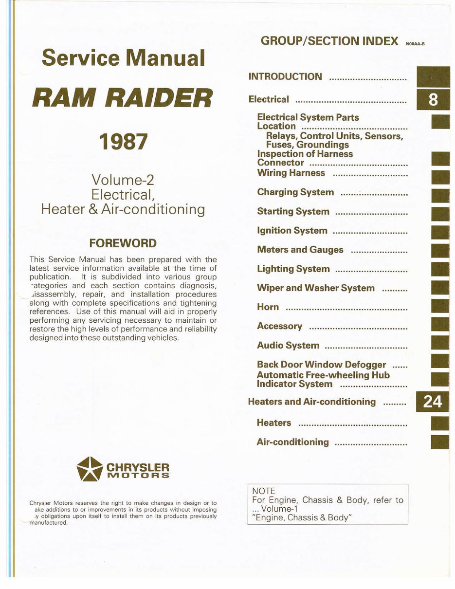 1987-1989 Dodge Ram Raider Service & Repair Manual preview img 3