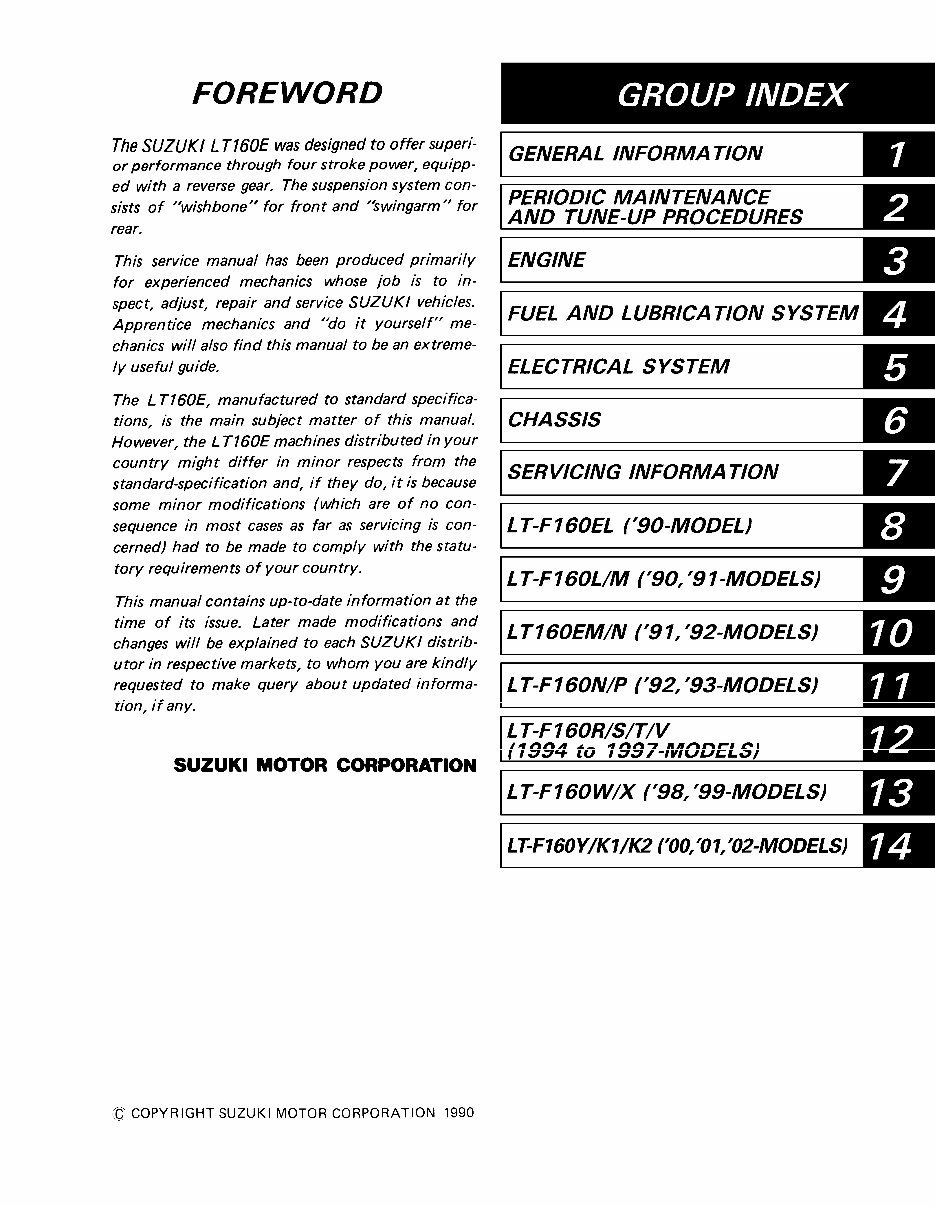 89-05 Suzuki Quadrunner 160F Repair service manual preview img 2
