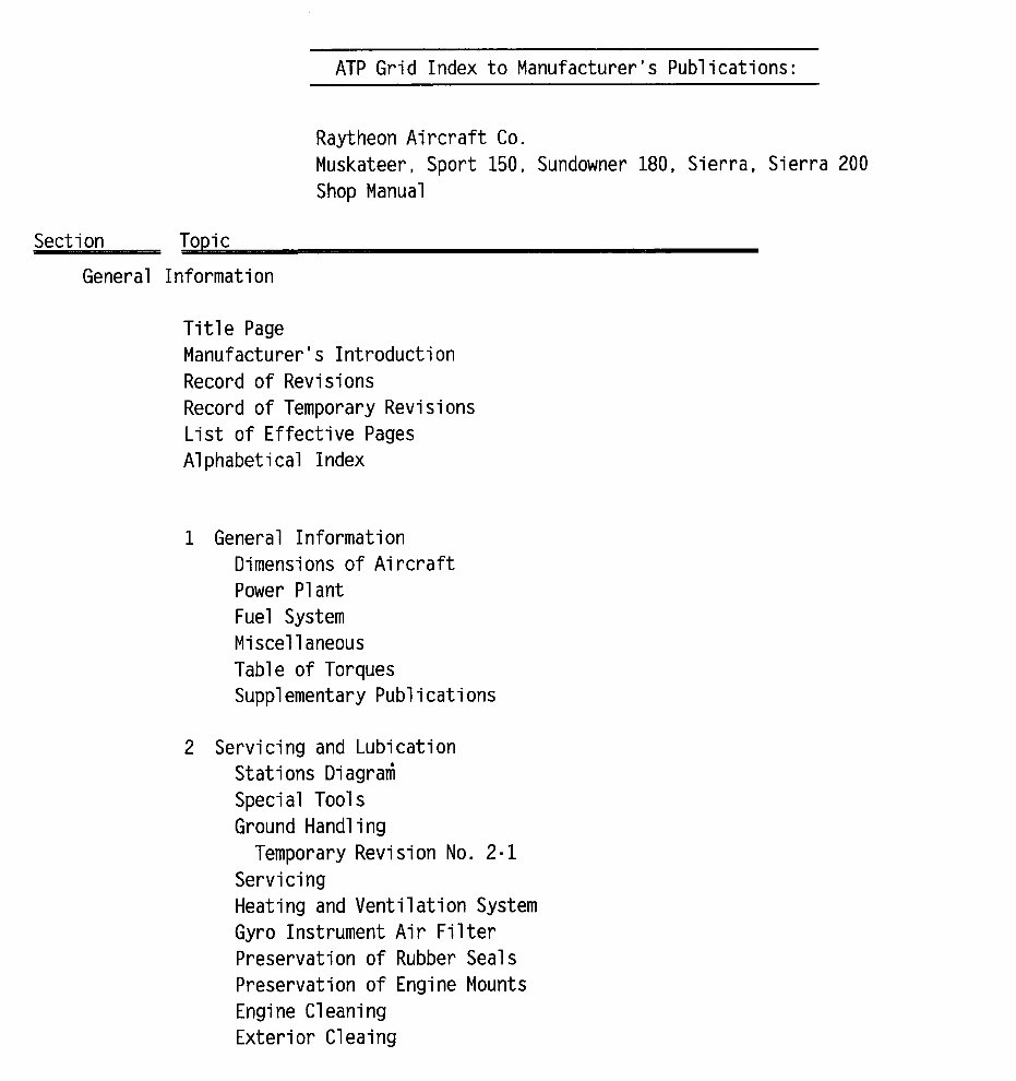 Beechcraft Muskateer/Sport/Sundowner/Sierra Service & Repair Manual preview img 1