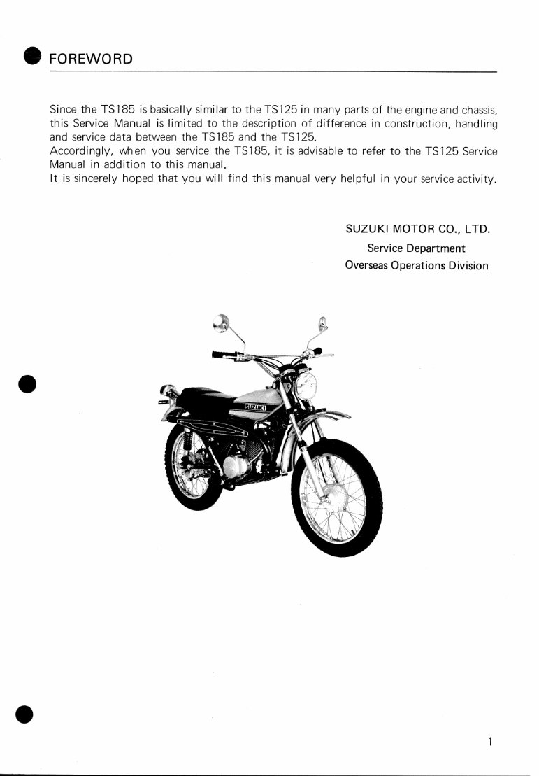 1975-1985 Suzuki TS185 OEM Service & Repair Manual preview img 2