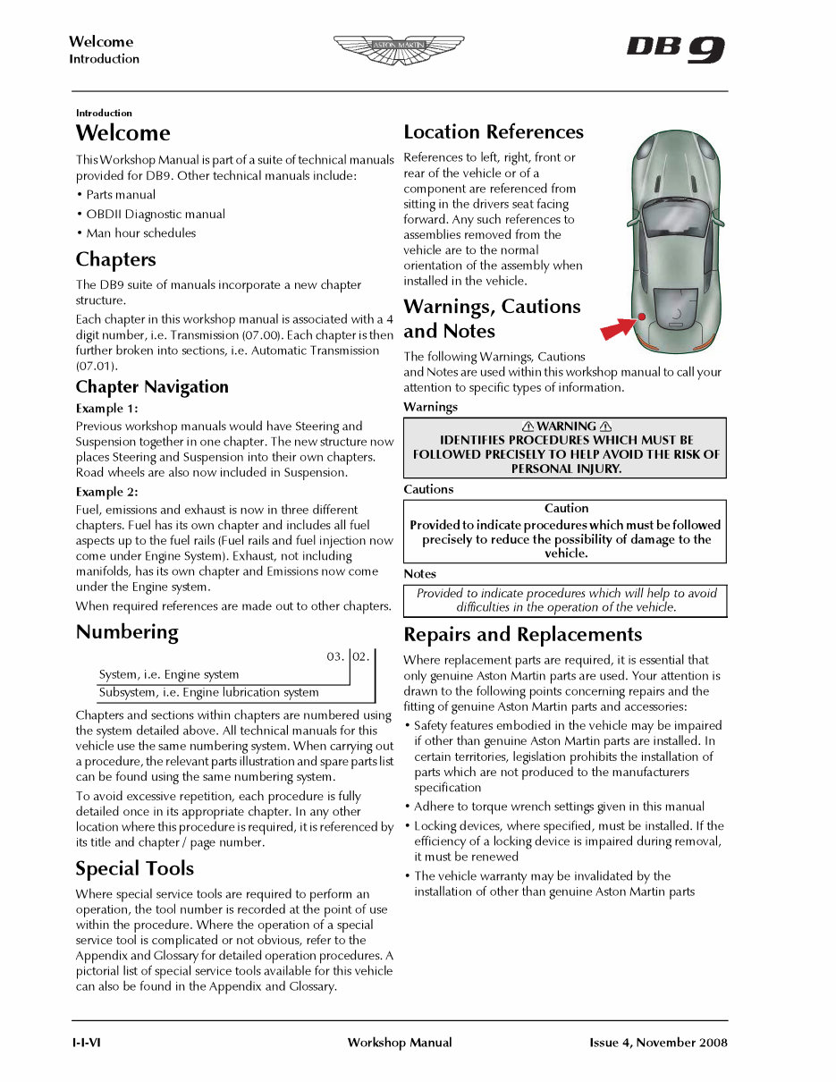 2011 Aston Martin DB9 Service & Repair Manual preview img 6