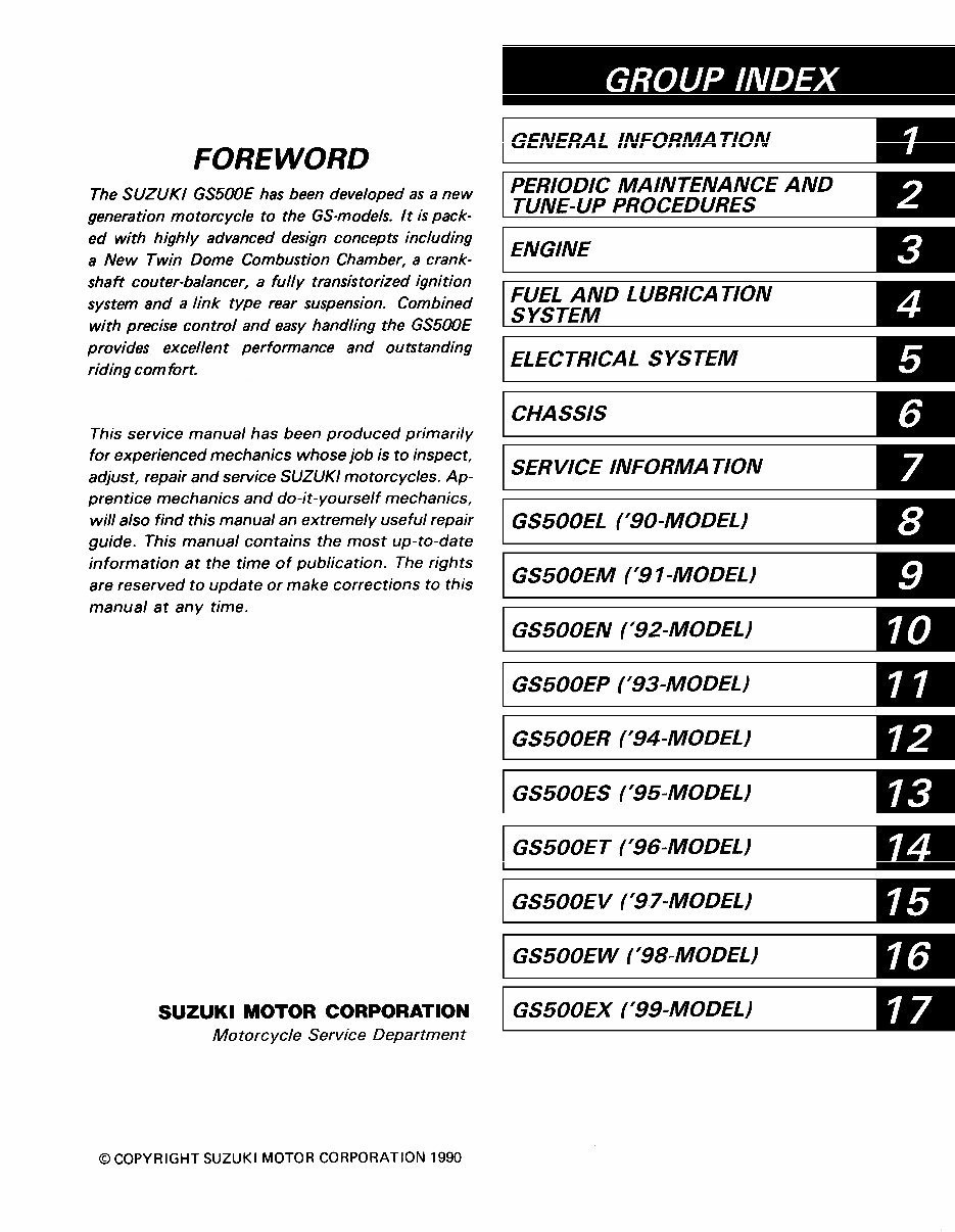 1998-2001 Suzuki GS500E Service & Repair Manual preview img 1