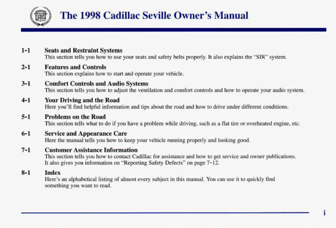 1998 Cadillac Eldorado Owners Manual ! preview img 6