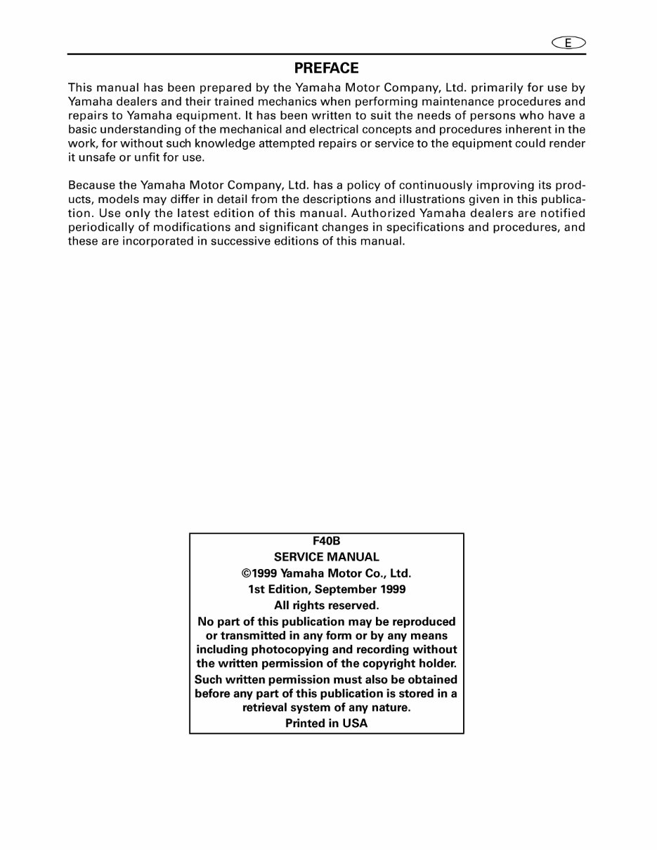 Yamaha F40B (40HP) Outboards OEM Service & Repair Manual preview img 2