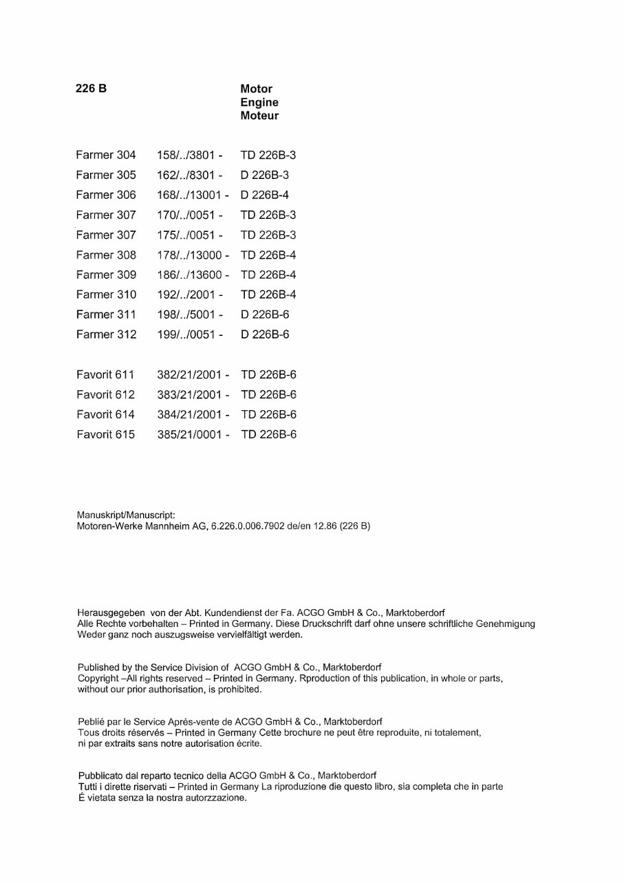 Deutz MWM Engines (D 226B) OEM Service & Repair Manual preview img 3