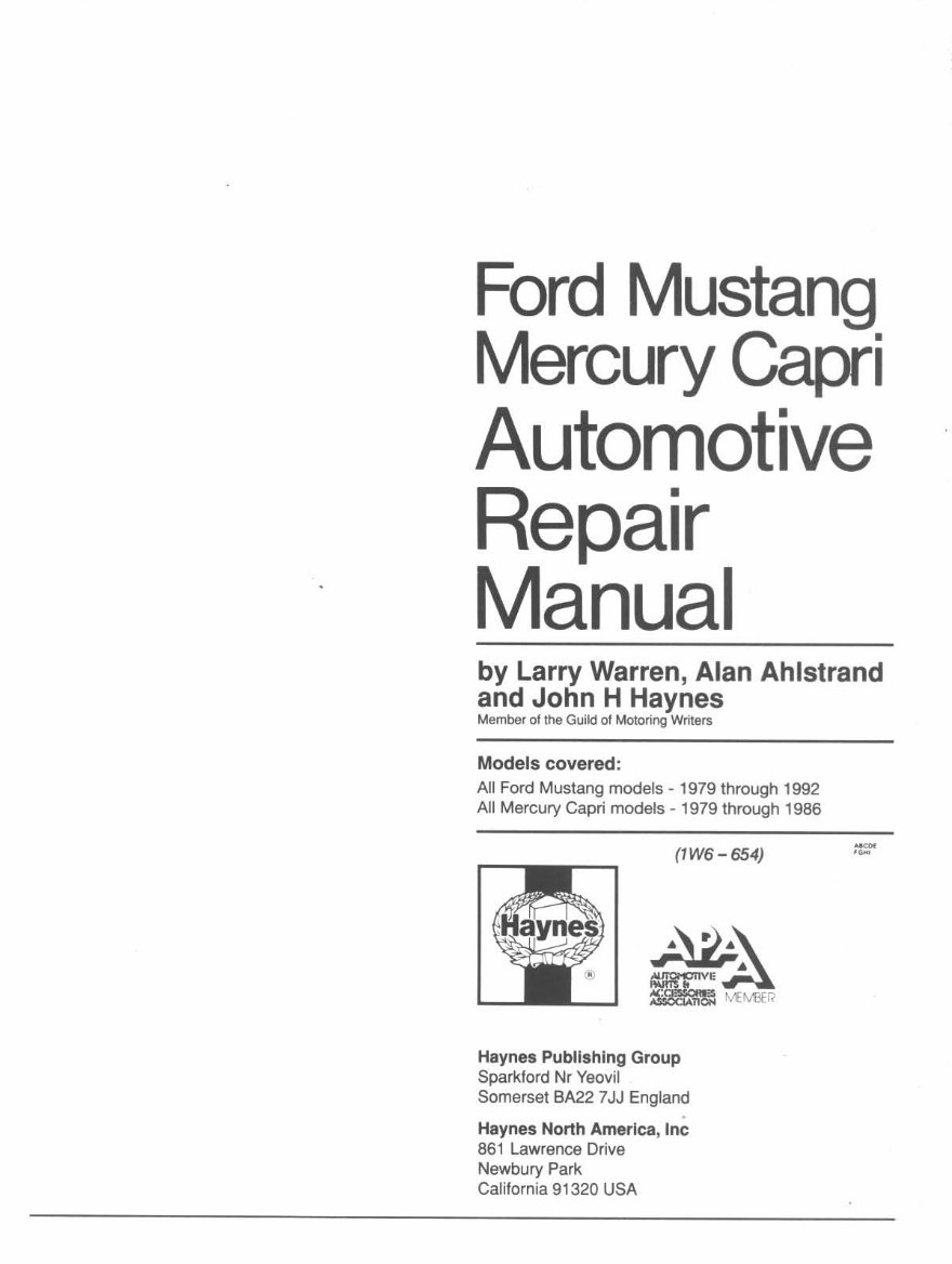 1990 Ford Mustang Service & Repair Manual preview img 2