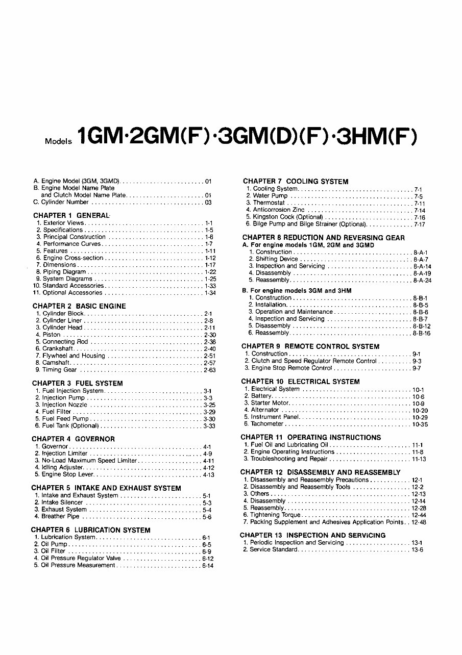 YANMAR 1GM 2GM 3GM 3HM Series Diesel Marine EngineS Full Service & Repair Manual preview img 3