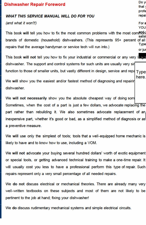 DISHWASHER Repair Manual MODEL preview img 4