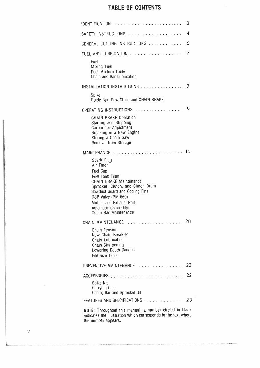 McCulloch 610 / 650 Chain Saw Owners Manual preview img 2