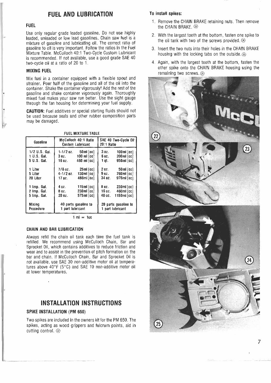 McCulloch 610 / 650 Chain Saw Owners Manual preview img 7
