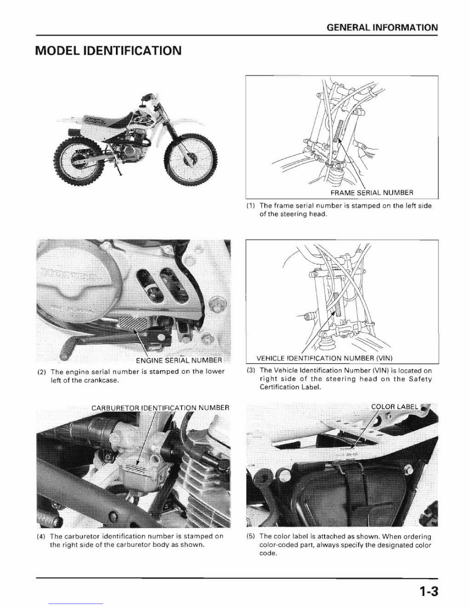 2001 HONDA XR100R 4-STROKE Motorcycle Factory Service & Work Shop Manual preview img 5