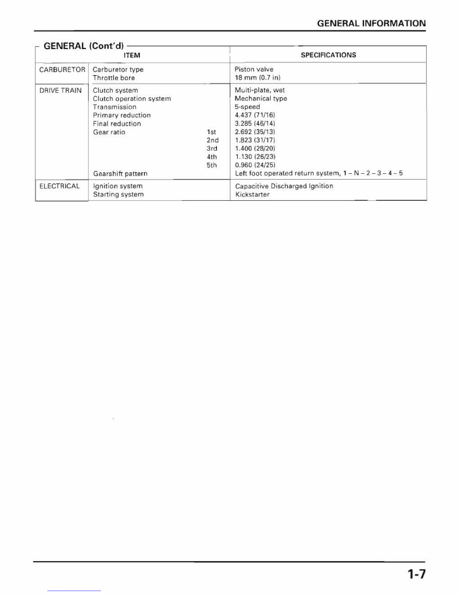 2001 HONDA XR100R 4-STROKE Motorcycle Factory Service & Work Shop Manual preview img 9