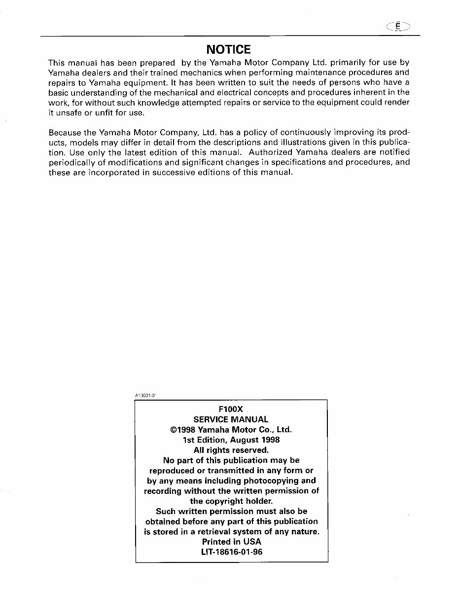 2000 Yamaha F100X Outboard Service & Repair Manual preview img 2