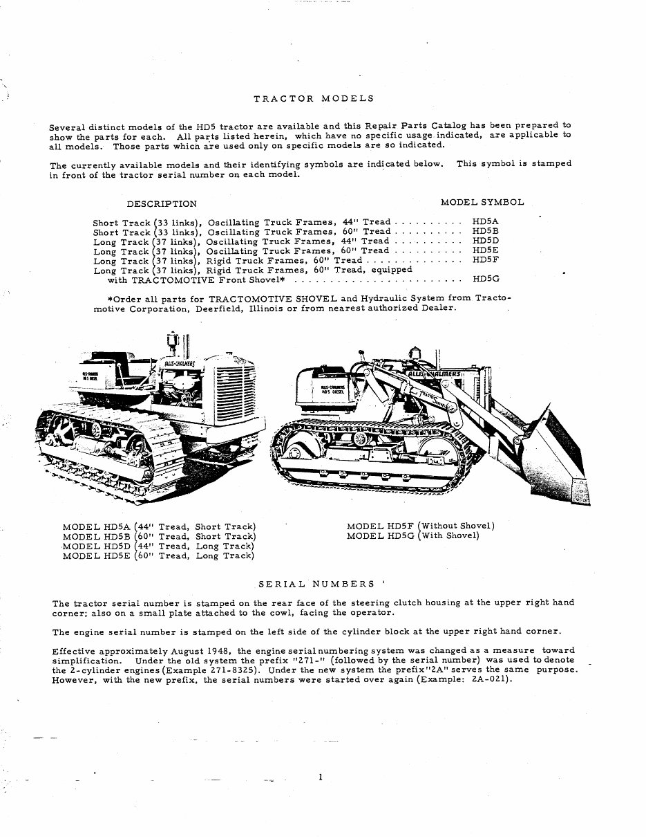 ALLIS CHALMERS HD5 Crawler Tractor Parts Manual preview img 3