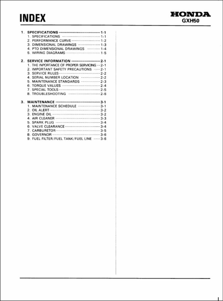 Honda GXH50 Horizontal Shaft Engine Repair Manual preview img 2