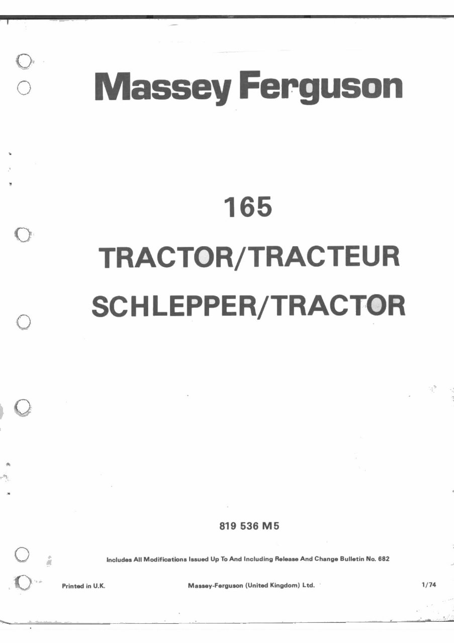 Massey Ferguson 165 Tractor parts catalog manual preview img 1