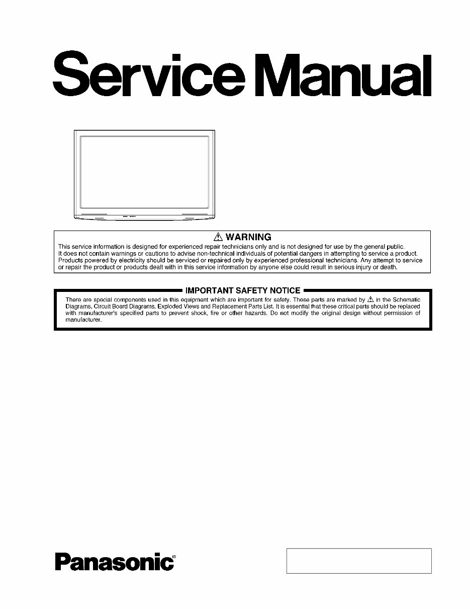 Panasonic TC-P42S1 Plasma HDTV Service Manual preview img 1