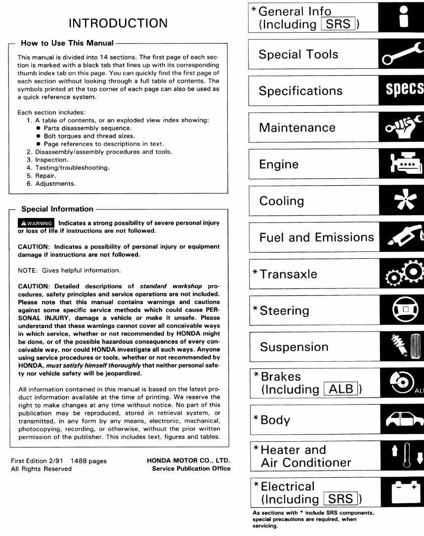 1991-1995 Acura Legend Service & Repair Manual preview img 1