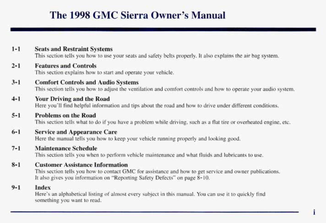 1998 GMC Sierra Owners Manual preview img 7