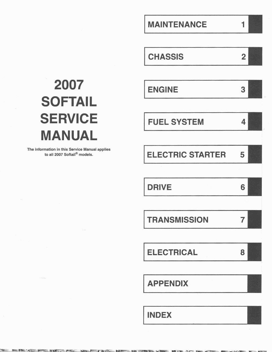 Harley Davidson Softail 2007 Repair Service Manual preview img 1