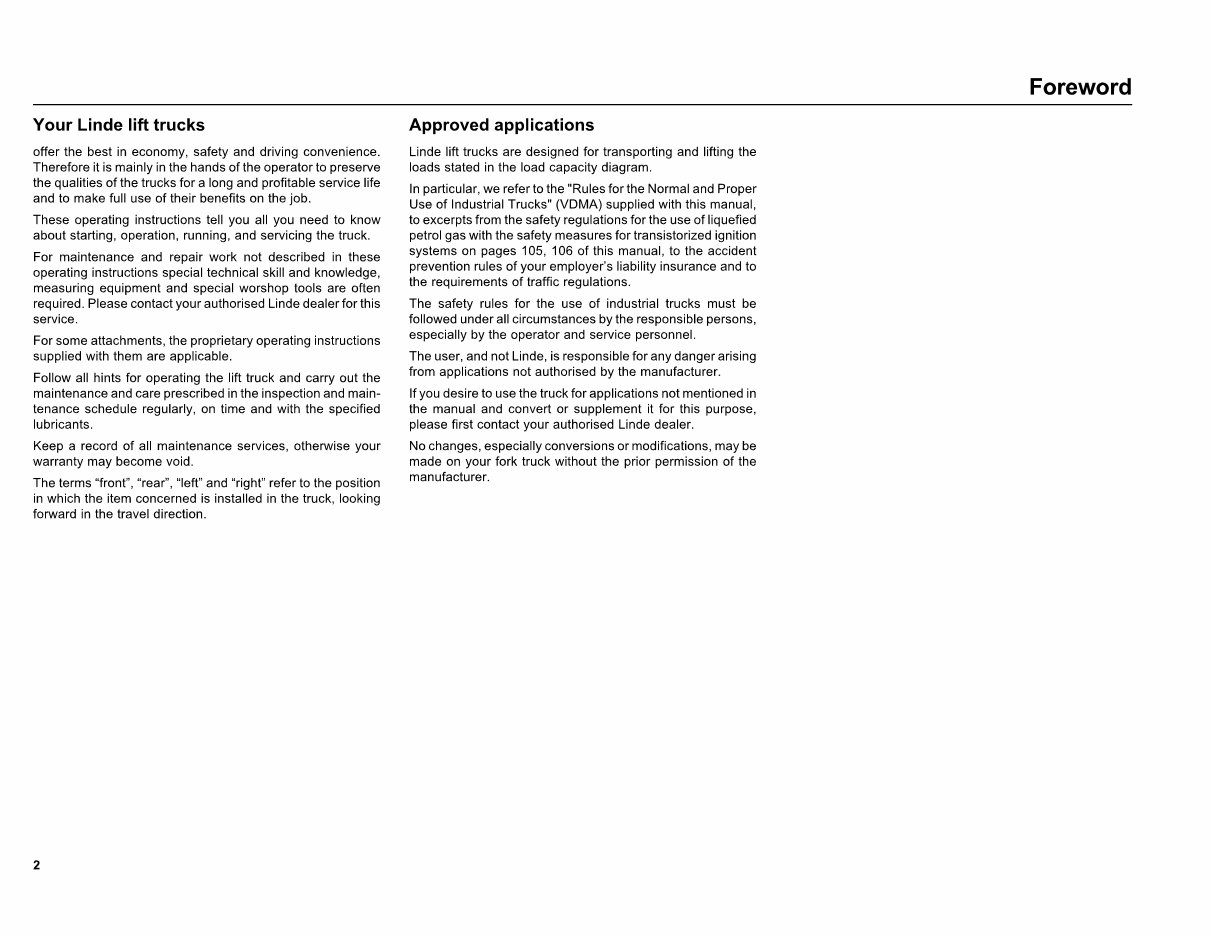 Linde Diesel Forklift Truck 351-03 Series: H20, H25, H30, H35 Operating Manual (User manual) preview img 4