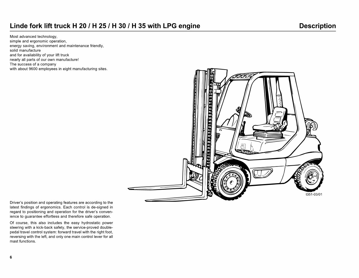 Linde Diesel Forklift Truck 351-03 Series: H20, H25, H30, H35 Operating Manual (User manual) preview img 7