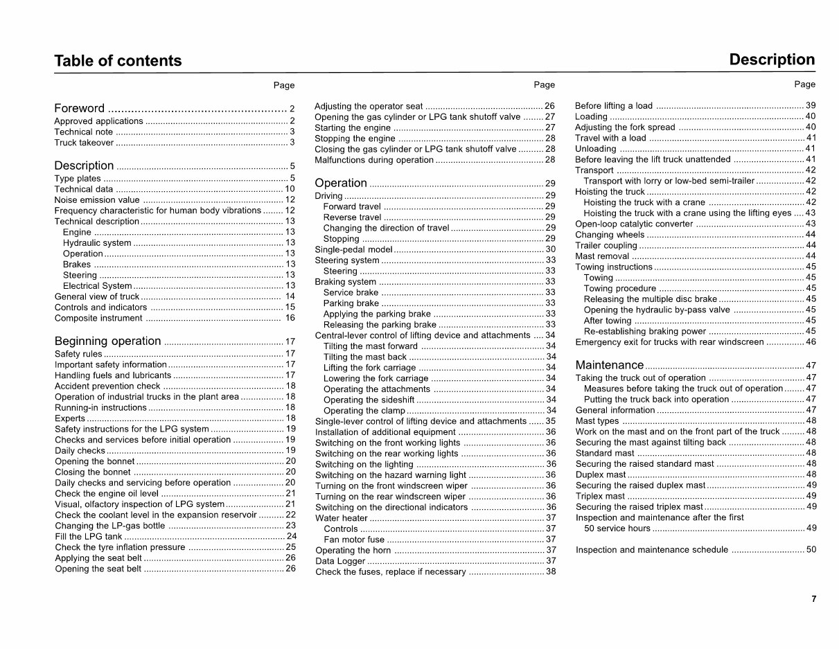 Linde Diesel Forklift Truck 351-03 Series: H20, H25, H30, H35 Operating Manual (User manual) preview img 8