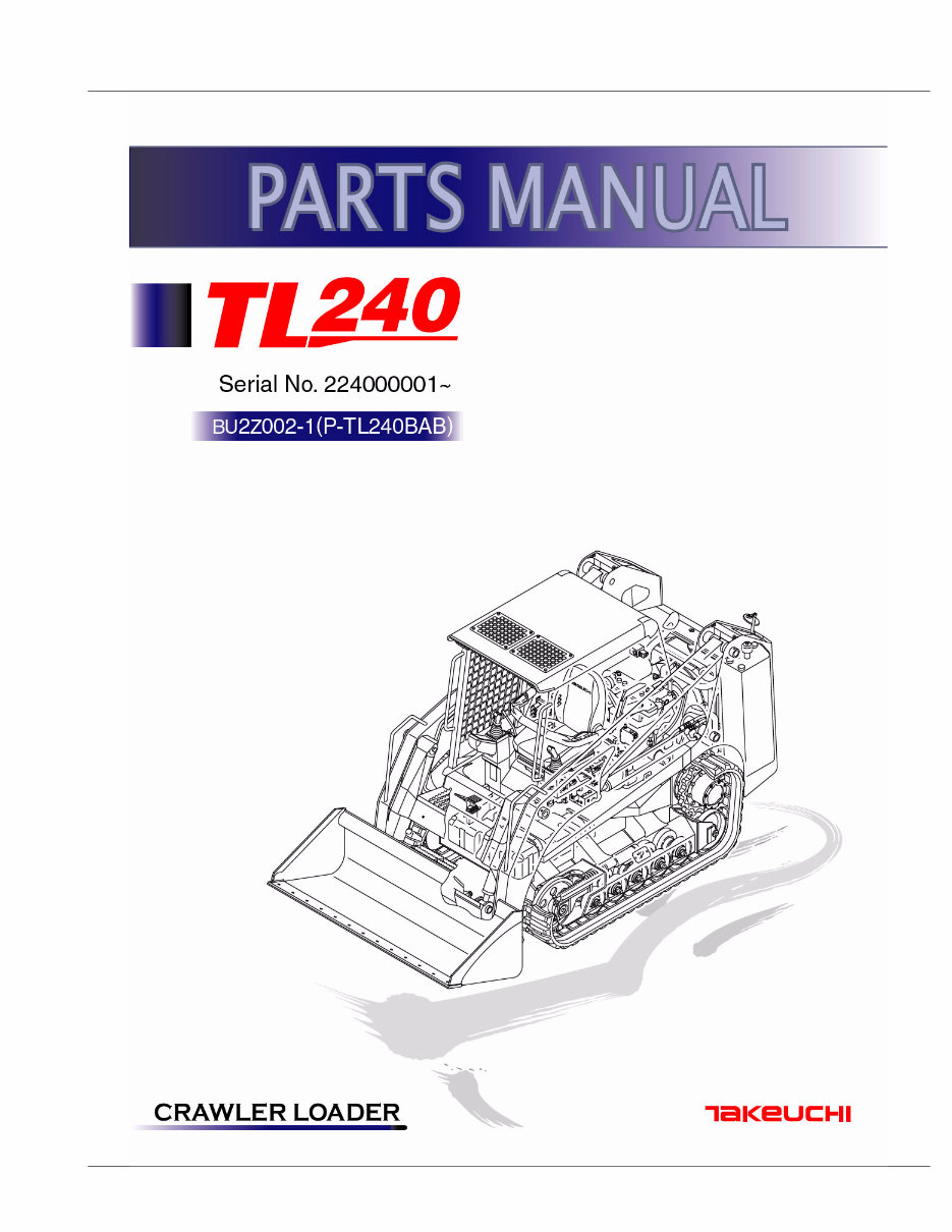 Takeuchi TL240 Crawler Loader Parts Catalog preview img 1