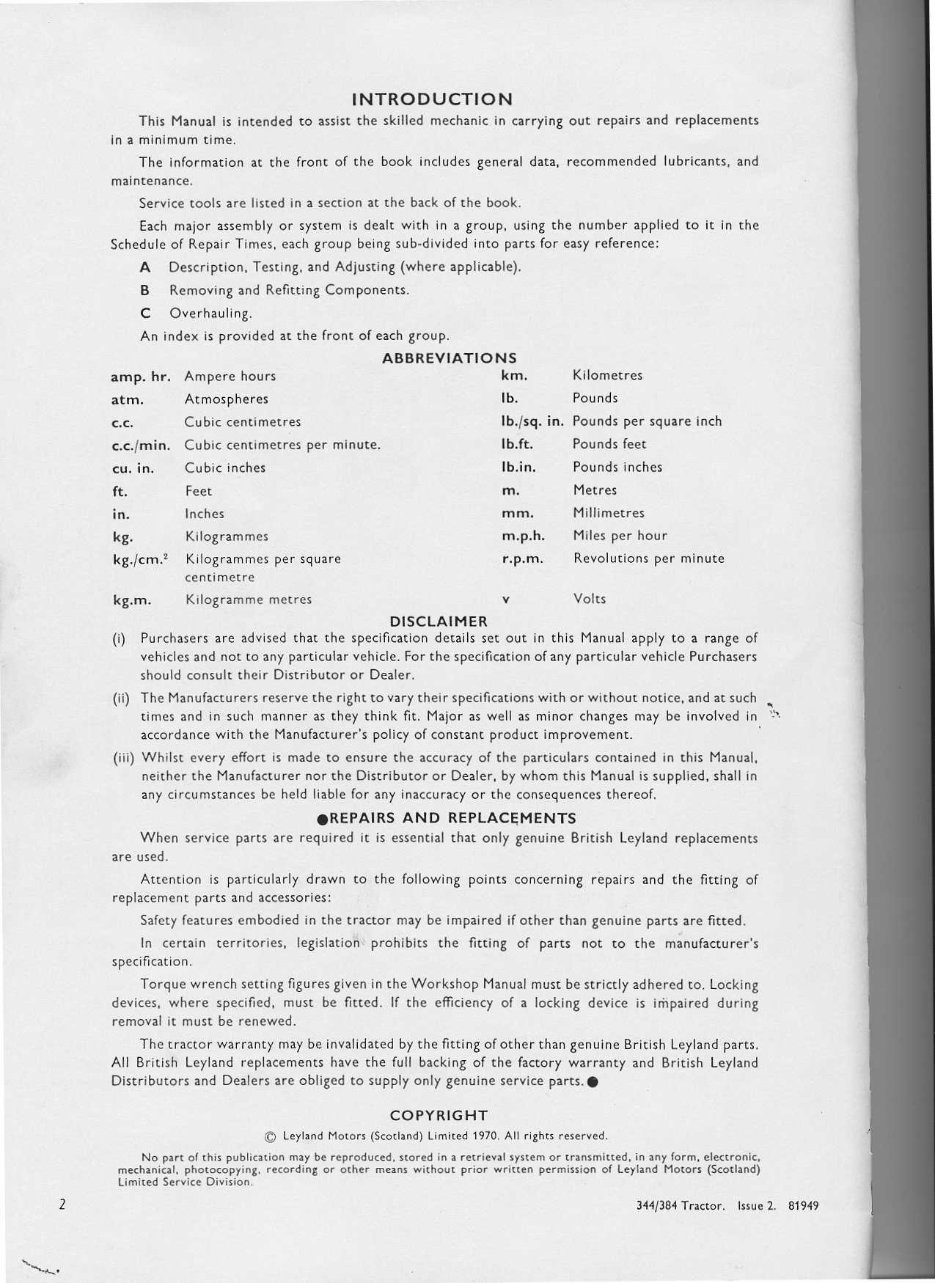 Leyland 384 Tractor Workshop Repair Service Manual preview img 2