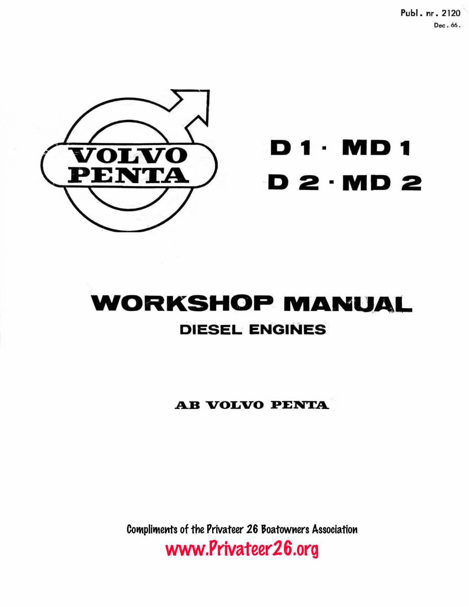 VOLVO Marine D1 D2 MD1 MD2 Diesel Engine Shop Manual preview img 1