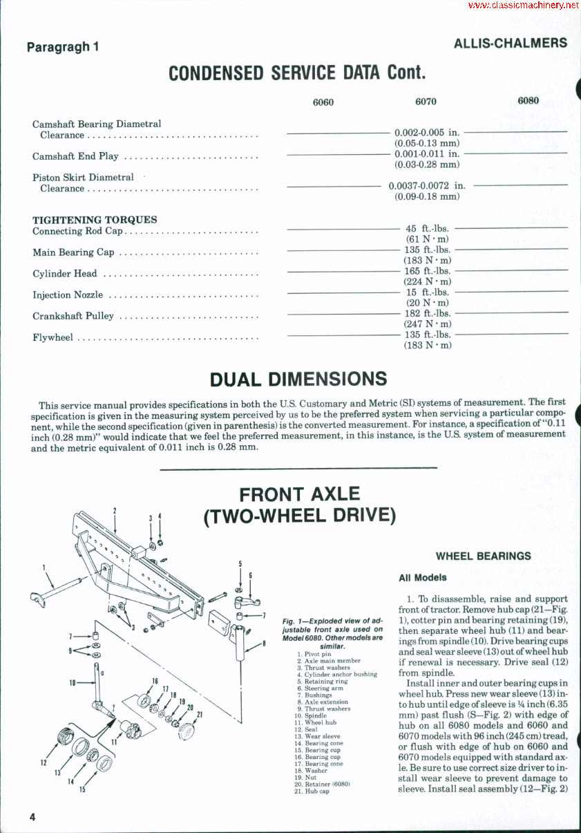 Allis Chalmers 6060/6070/6080 Tractor OEM Service & Repair Manual preview img 3